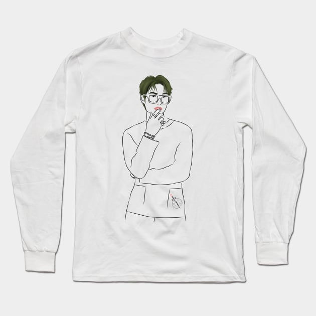 Song Mingi from Ateez Kpop Long Sleeve T-Shirt by ArtRaft Pro